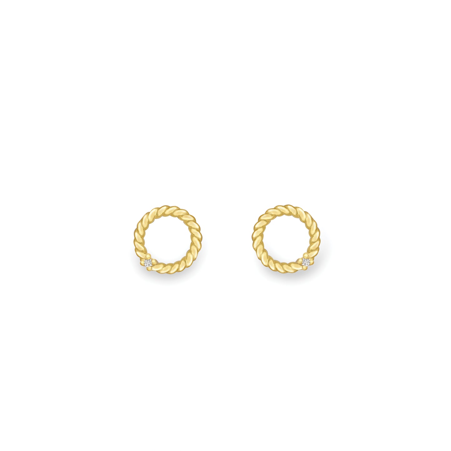 9ct Gold Diamond Set Braided Stud Earrings - John Ross Jewellers