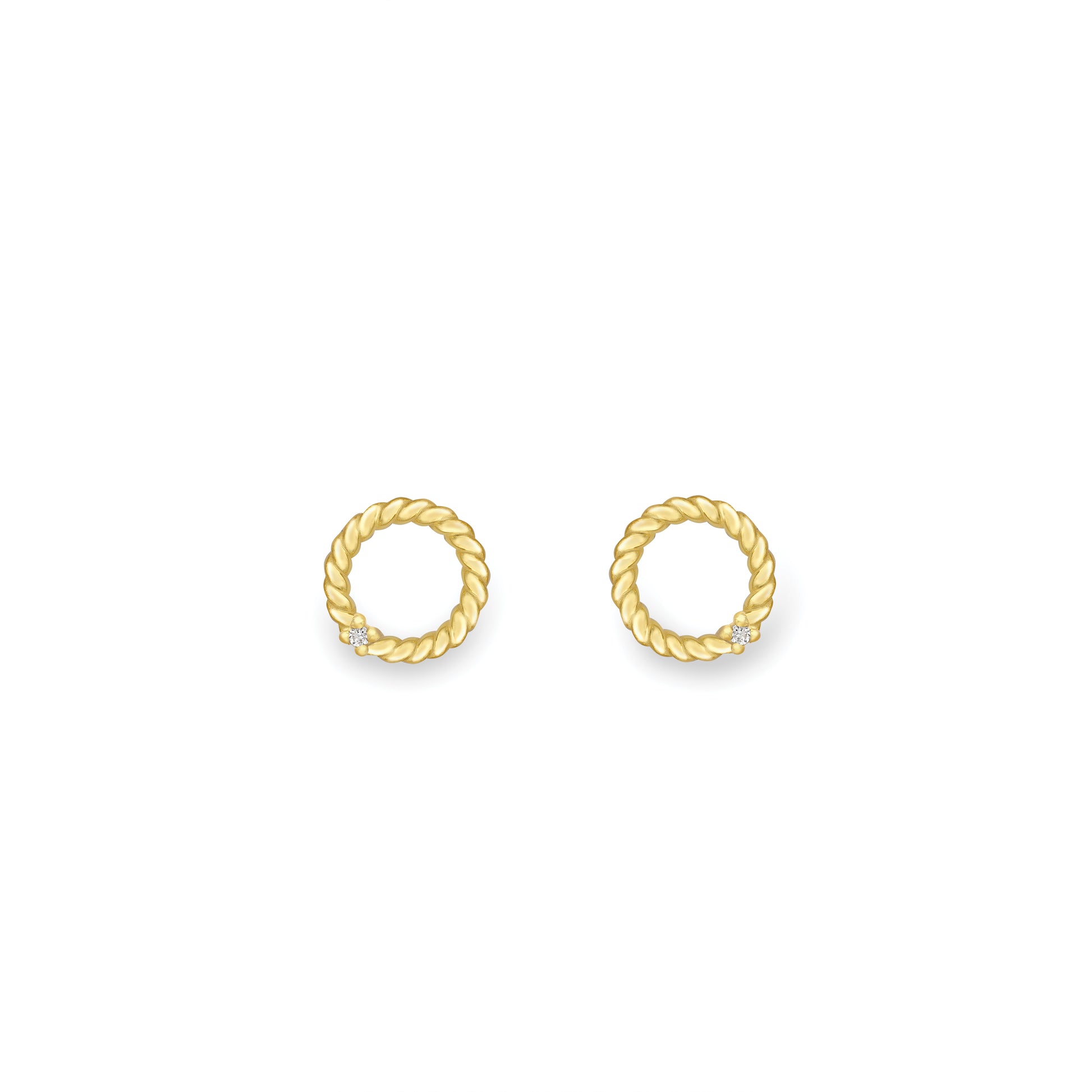 9ct Gold Diamond Set Braided Stud Earrings - John Ross Jewellers