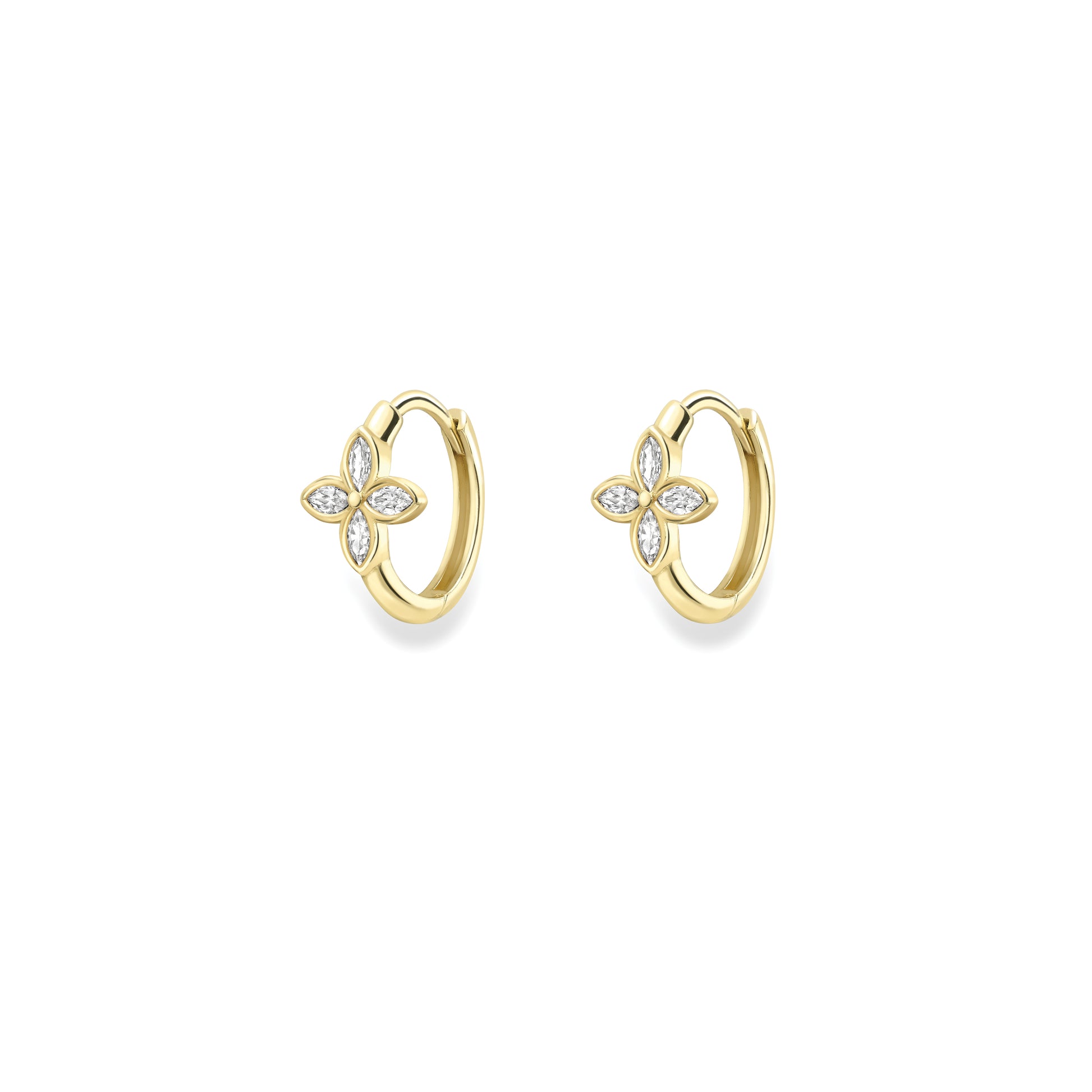 9ct Gold CZ Louis Huggie Hoop Earrings - John Ross Jewellers