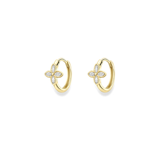 9ct Gold CZ Louis Huggie Hoop Earrings - John Ross Jewellers
