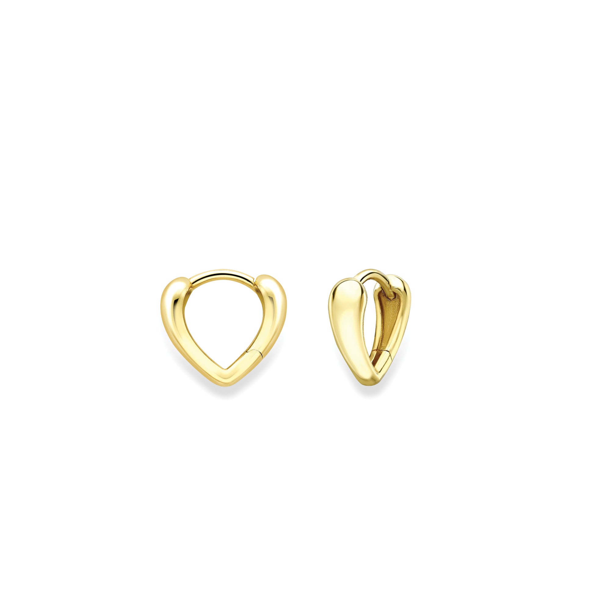 9ct Gold Heart Huggie Hoop Earrings - John Ross Jewellers