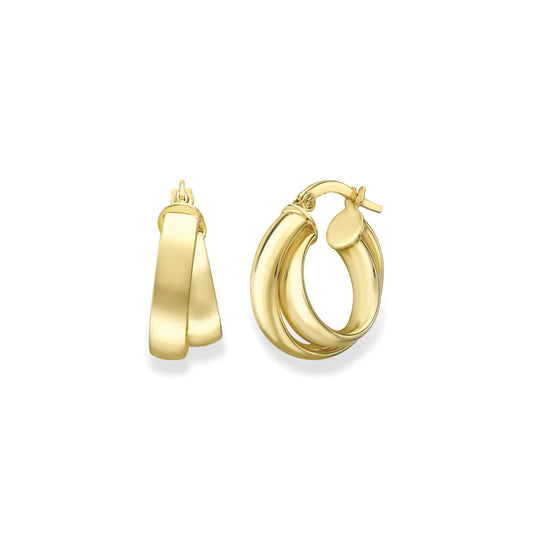 9ct Gold Double Hoop Earrings - John Ross Jewellers