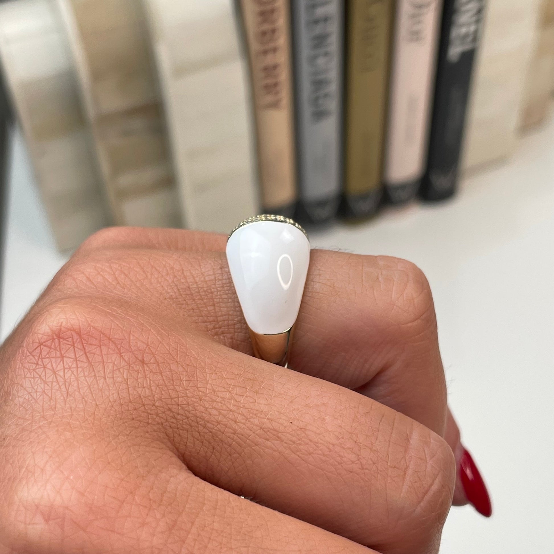 Sunshine White Enamel & CZ Ring - John Ross Jewellers