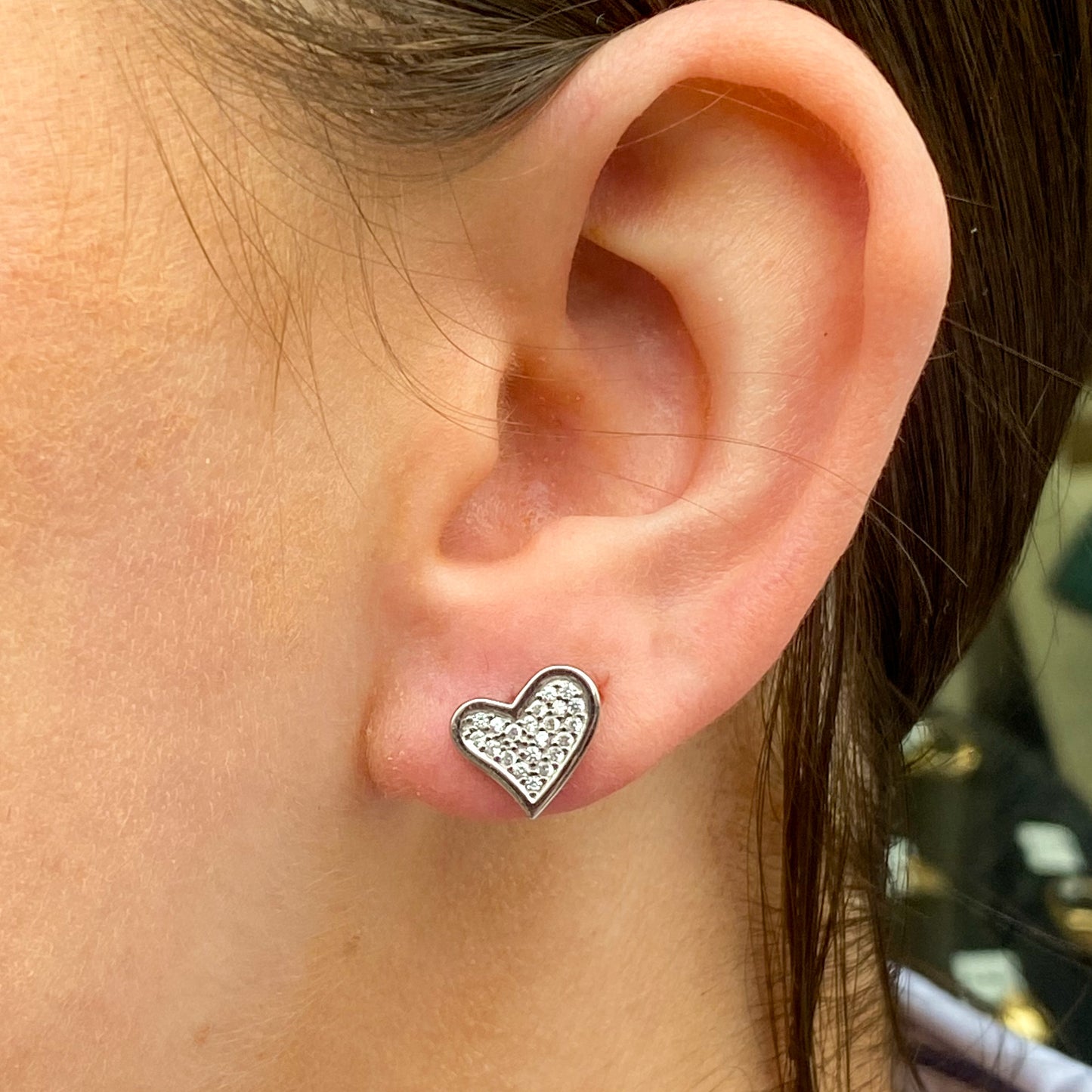 Silver CZ Modern Heart Earring and Necklace Set - John Ross Jewellers