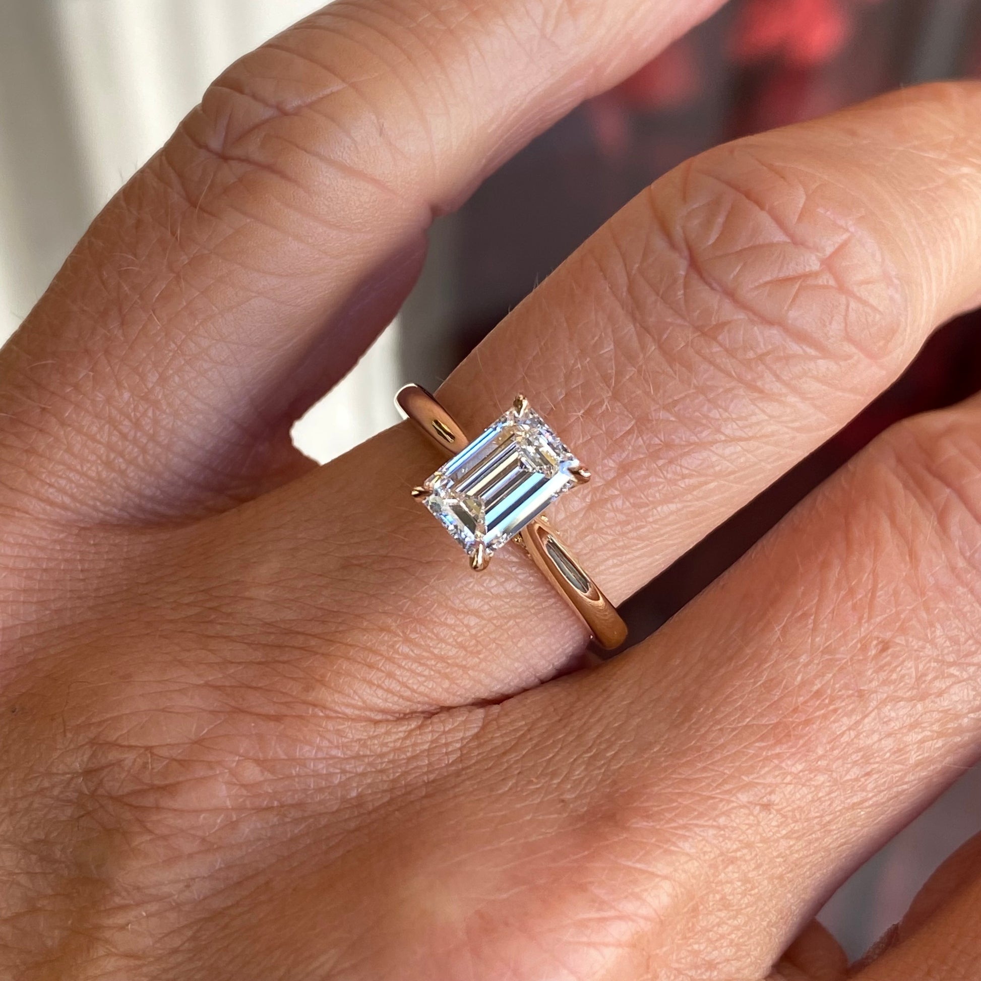 18ct Gold Emerald Cut Solitaire Engagement Ring | Certificated Lab 1.54ct - John Ross Jewellers