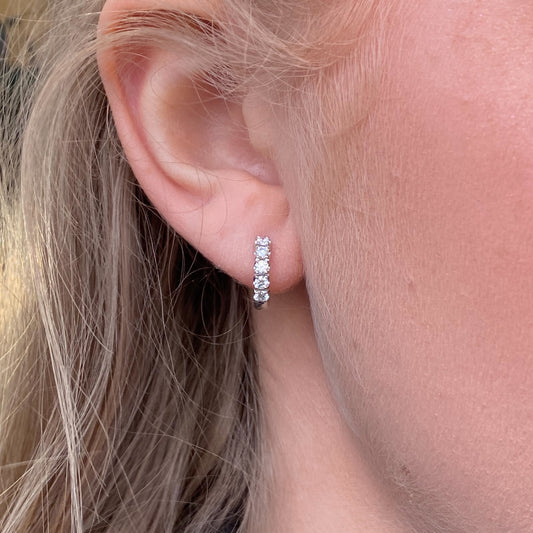 18ct White Gold Diamond Hoop Earrings - 0.44ct - John Ross Jewellers