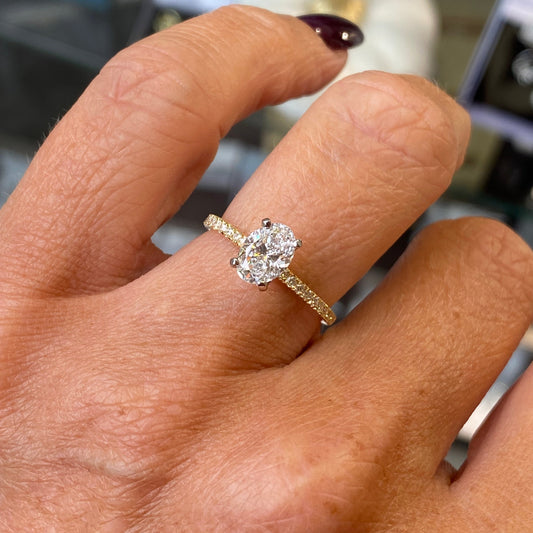 18ct Gold Solitaire Engagement Ring | Certificated Oval Lab 1.00ct - John Ross Jewellers