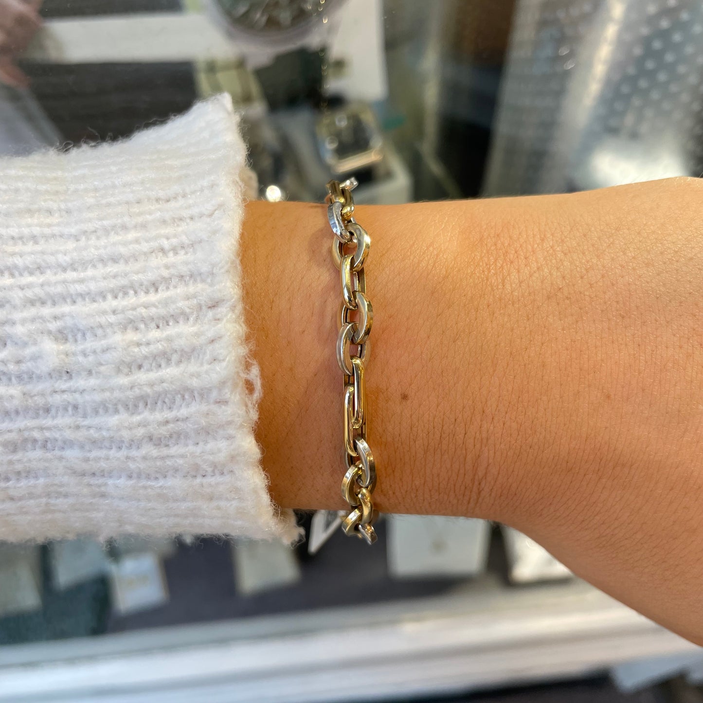 9ct Gold Modern Two Tone Link Bracelet - John Ross Jewellers