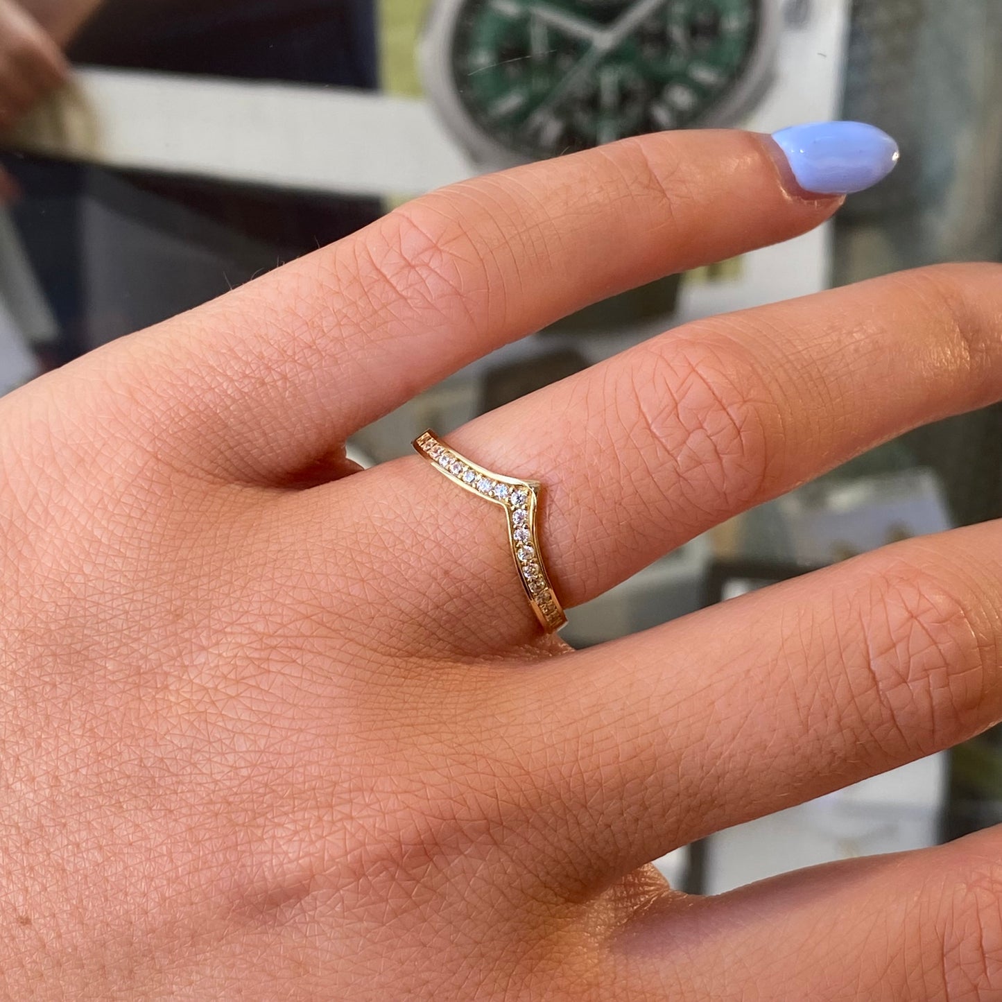 9ct Gold CZ Wishbone Ring - John Ross Jewellers