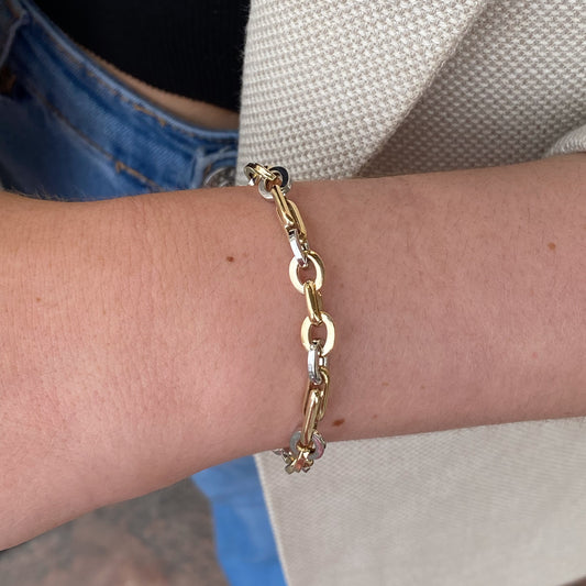 9ct Gold Modern Two Tone Link Bracelet