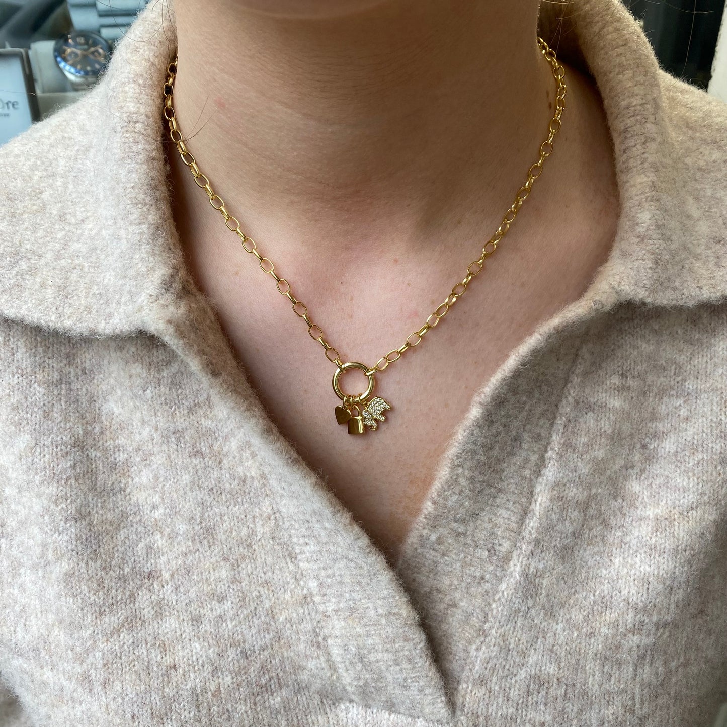 Sunshine Charming Necklace | 42+2cm | Elephant, Heart & Padlock - John Ross Jewellers