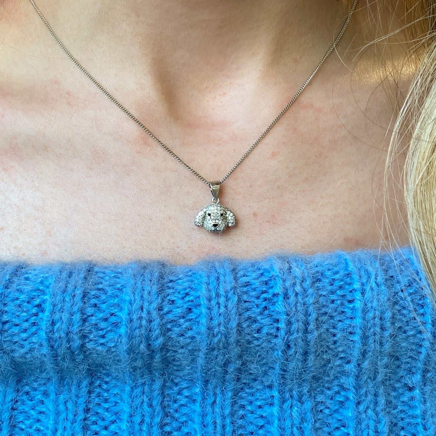 Silver CZ Puppy Necklace - John Ross Jewellers