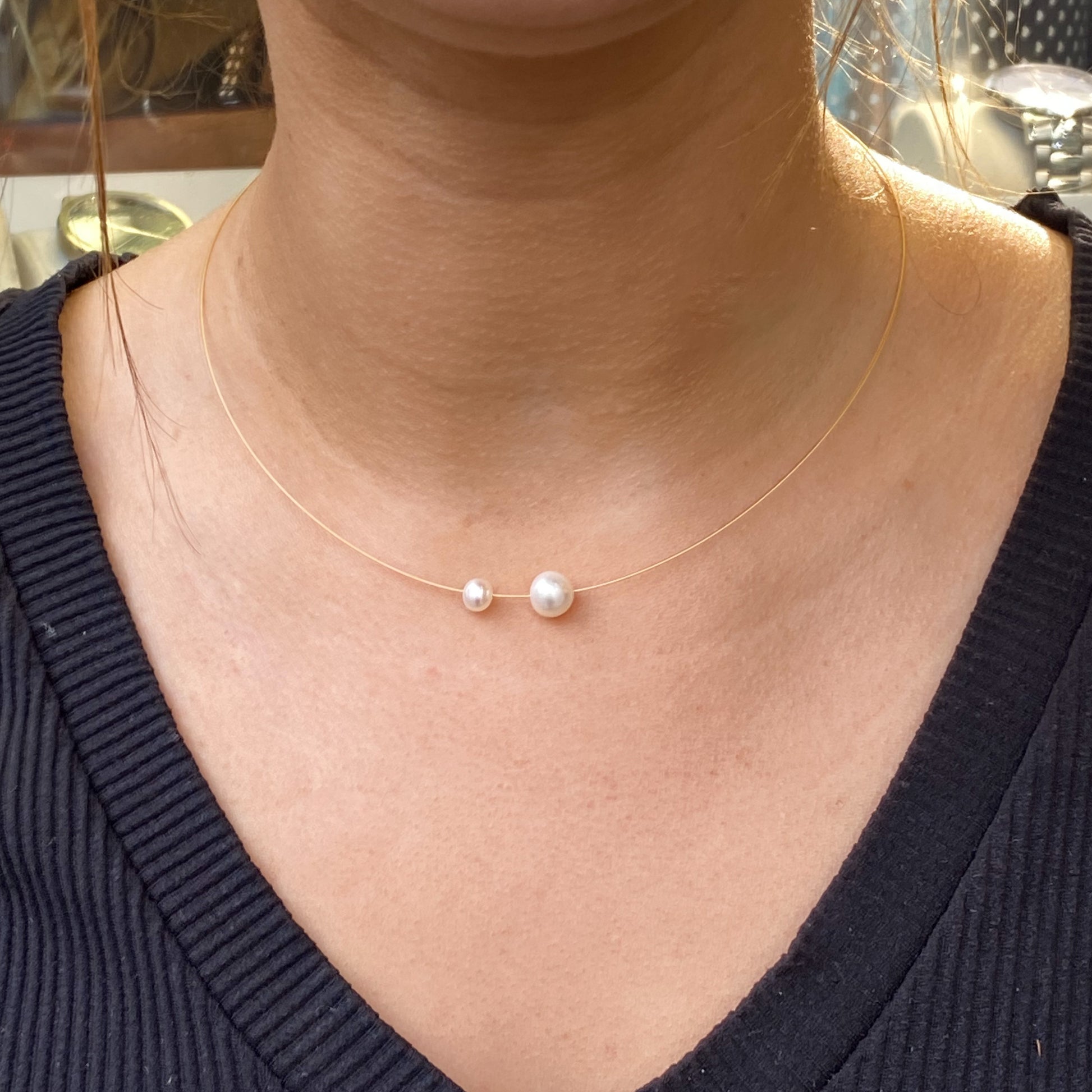 Sunshine Freshwater Pearl Duo Omega Necklace - John Ross Jewellers