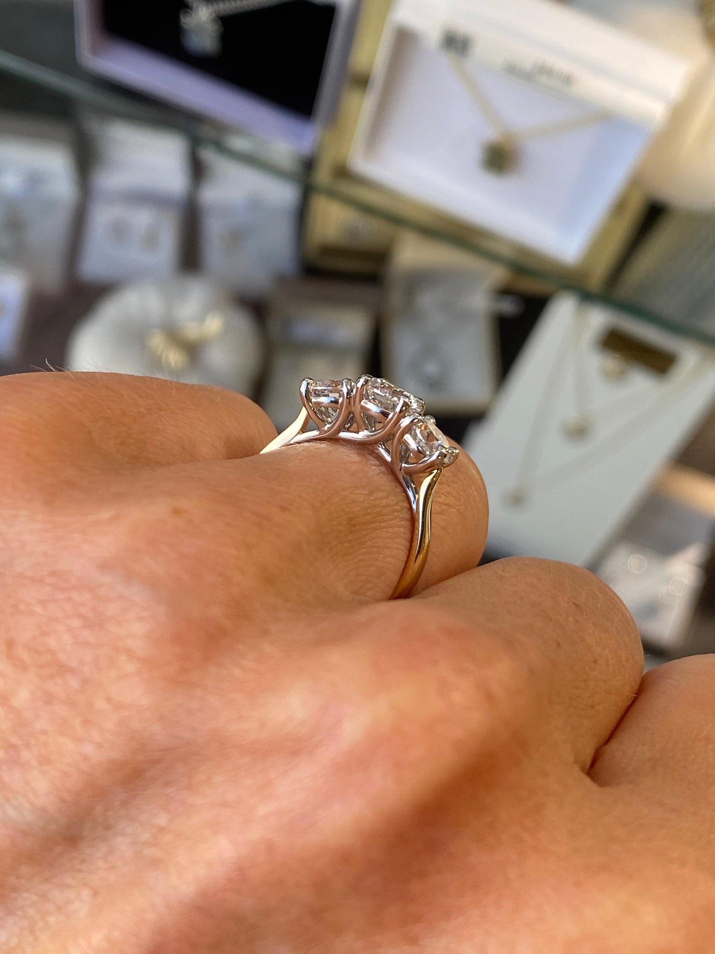 18ct Gold Trilogy Engagement Ring | Certificated Lab 2.12ct - John Ross Jewellers