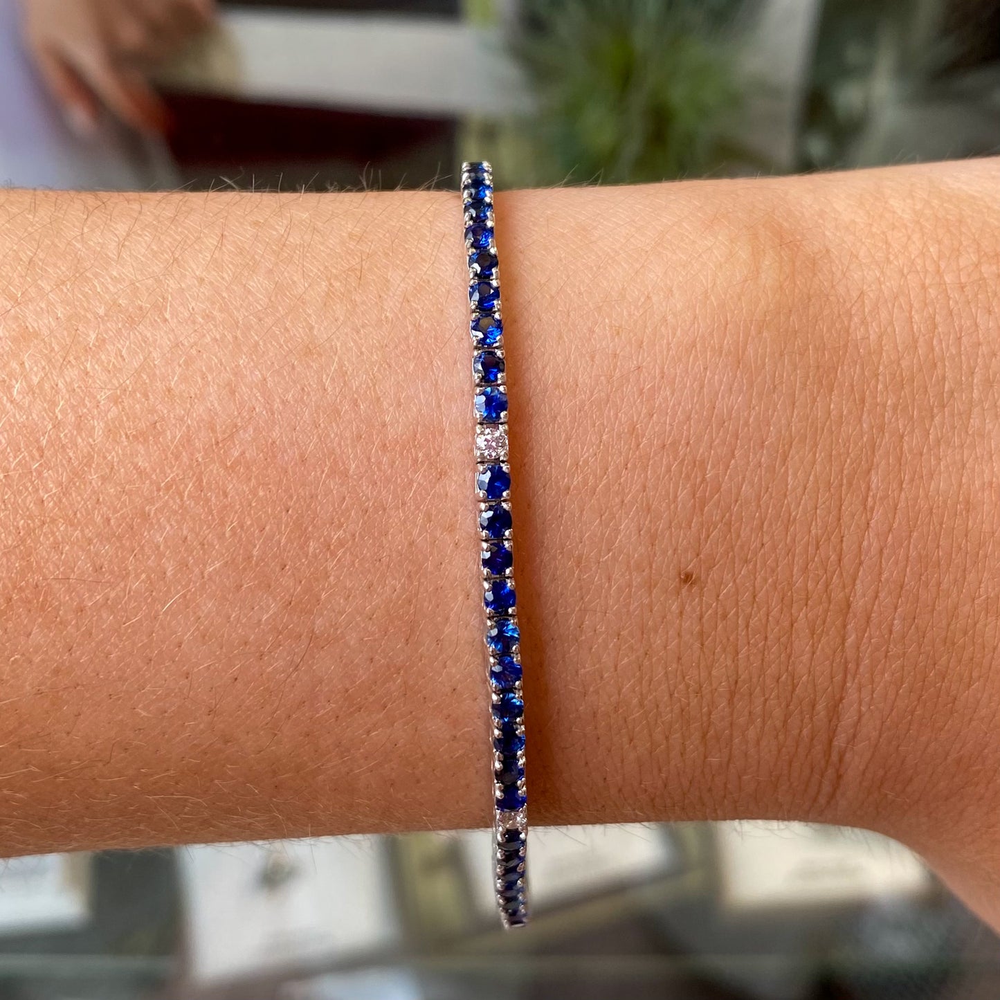 18ct White Gold Sapphire & Diamond Line Bracelet - John Ross Jewellers