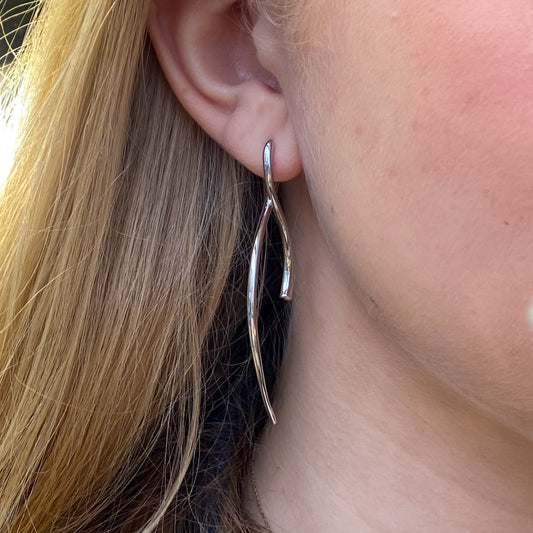 Silver Cool Crossover Drop Earrings - John Ross Jewellers