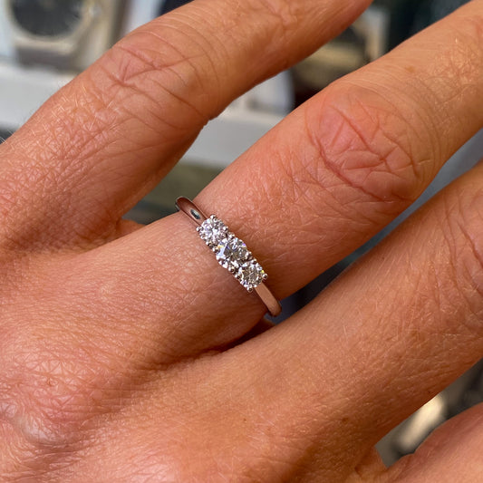 18ct White Gold Diamond Trilogy Engagement Ring | 0.42ct - John Ross Jewellers