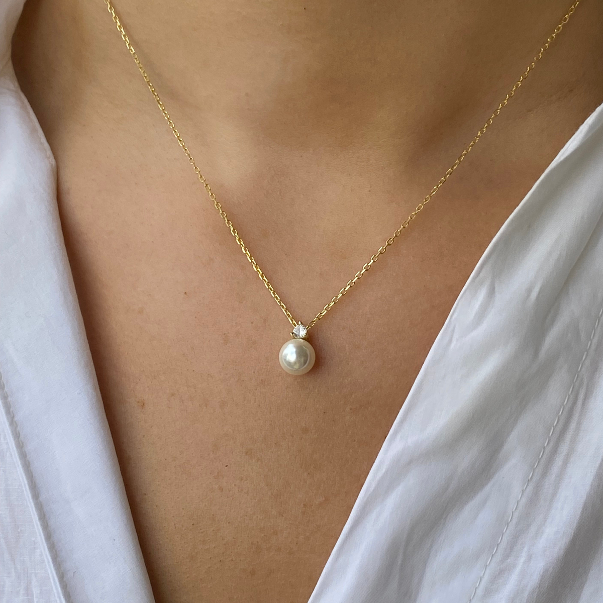 Sunshine Faux Pearl Pendant Necklace | 8mm