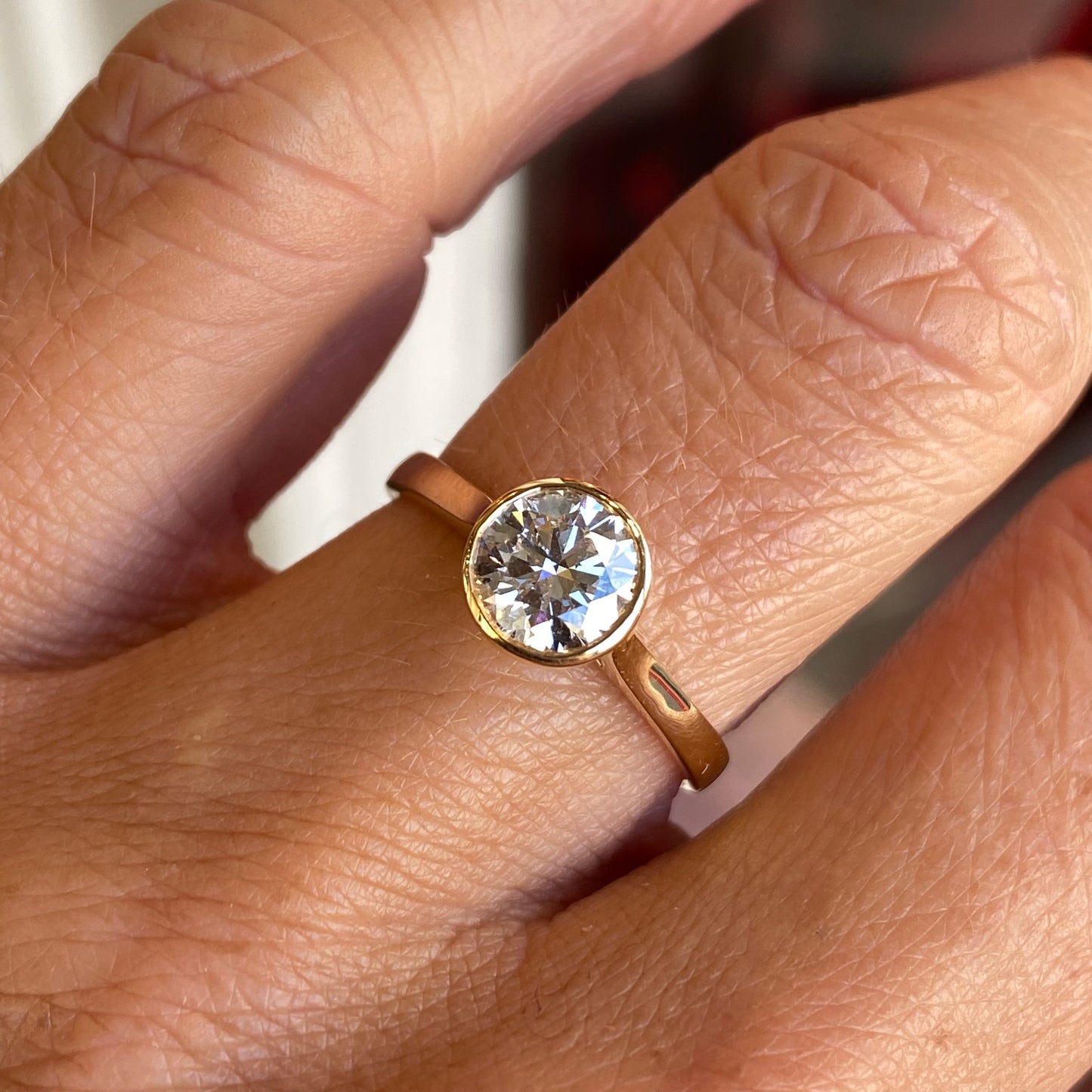 18ct Gold Bezel Set Solitaire Engagement Ring | 1.01ct Lab Certificated - John Ross Jewellers