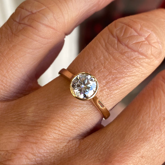 18ct Gold Bezel Set Solitaire Engagement Ring | 1.01ct Lab Certificated - John Ross Jewellers