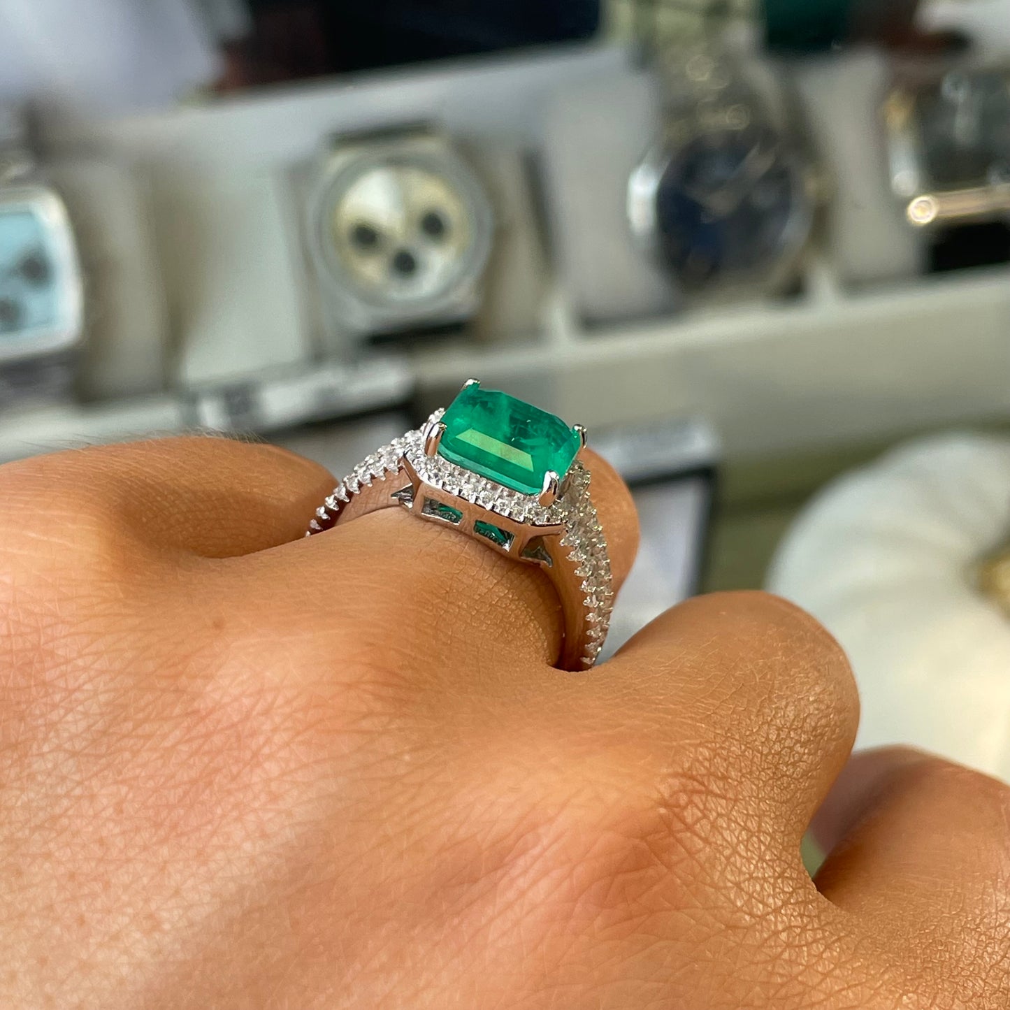 Silver Green Fusion  CZ Solitaire Ring - John Ross Jewellers