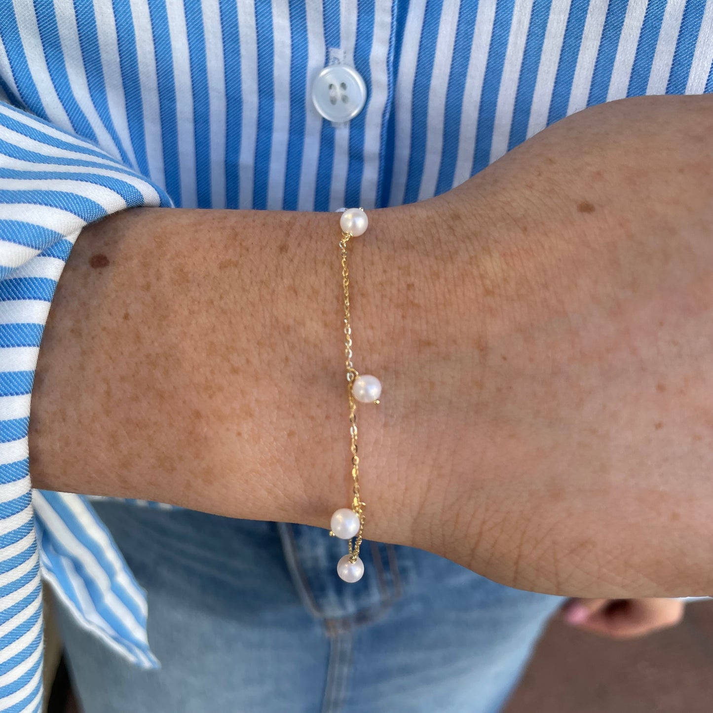 9ct Gold Freshwater Pearl Drop Bracelet - John Ross Jewellers