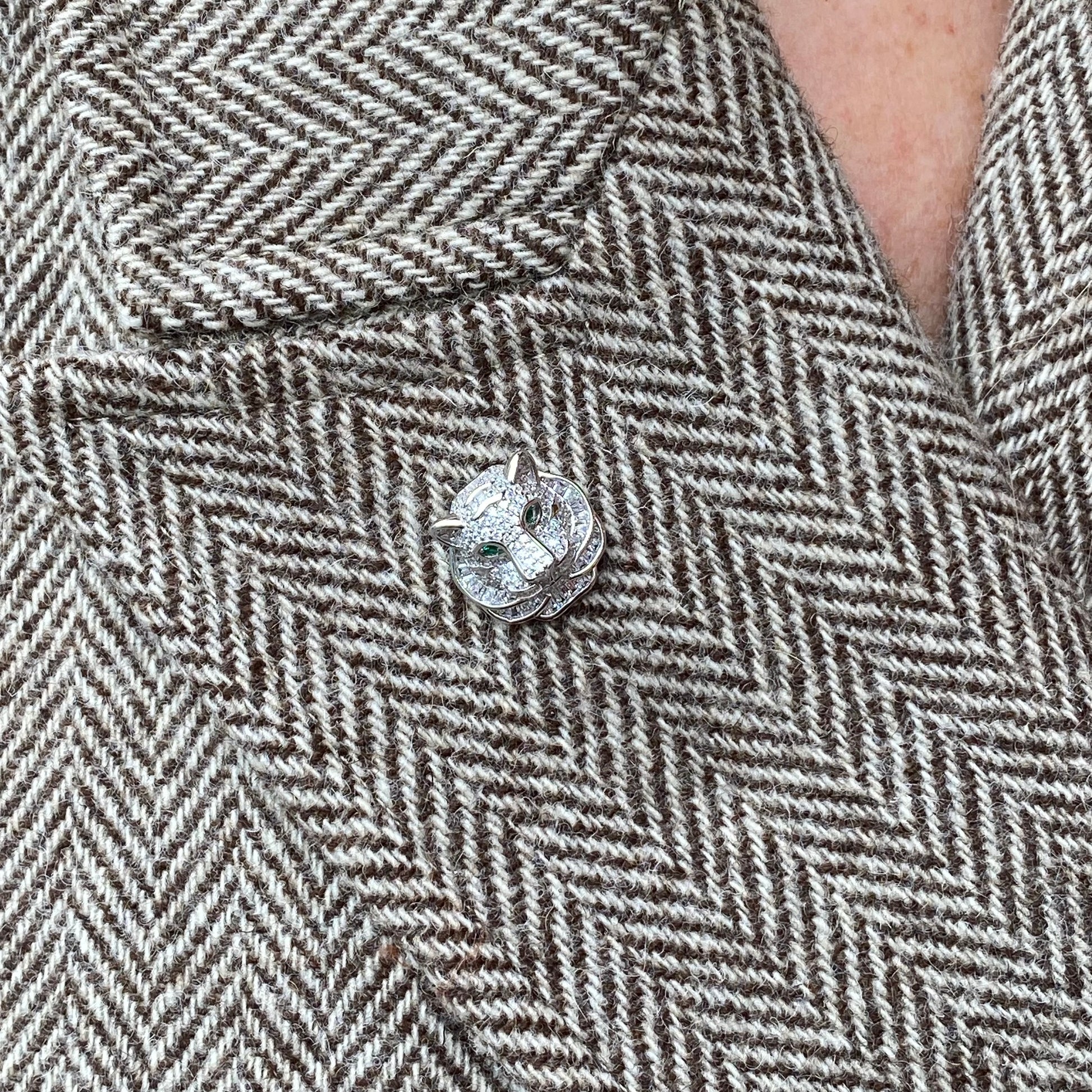 Silver CZ Lapel Pin | Jaguar - John Ross Jewellers