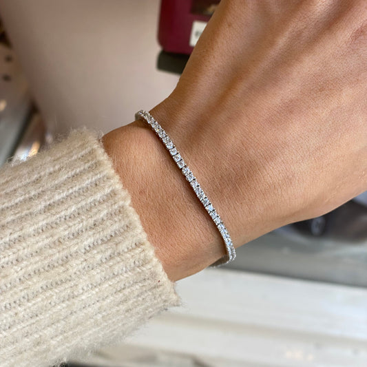 Silver CZ Tennis Bracelet | 19cm - John Ross Jewellers