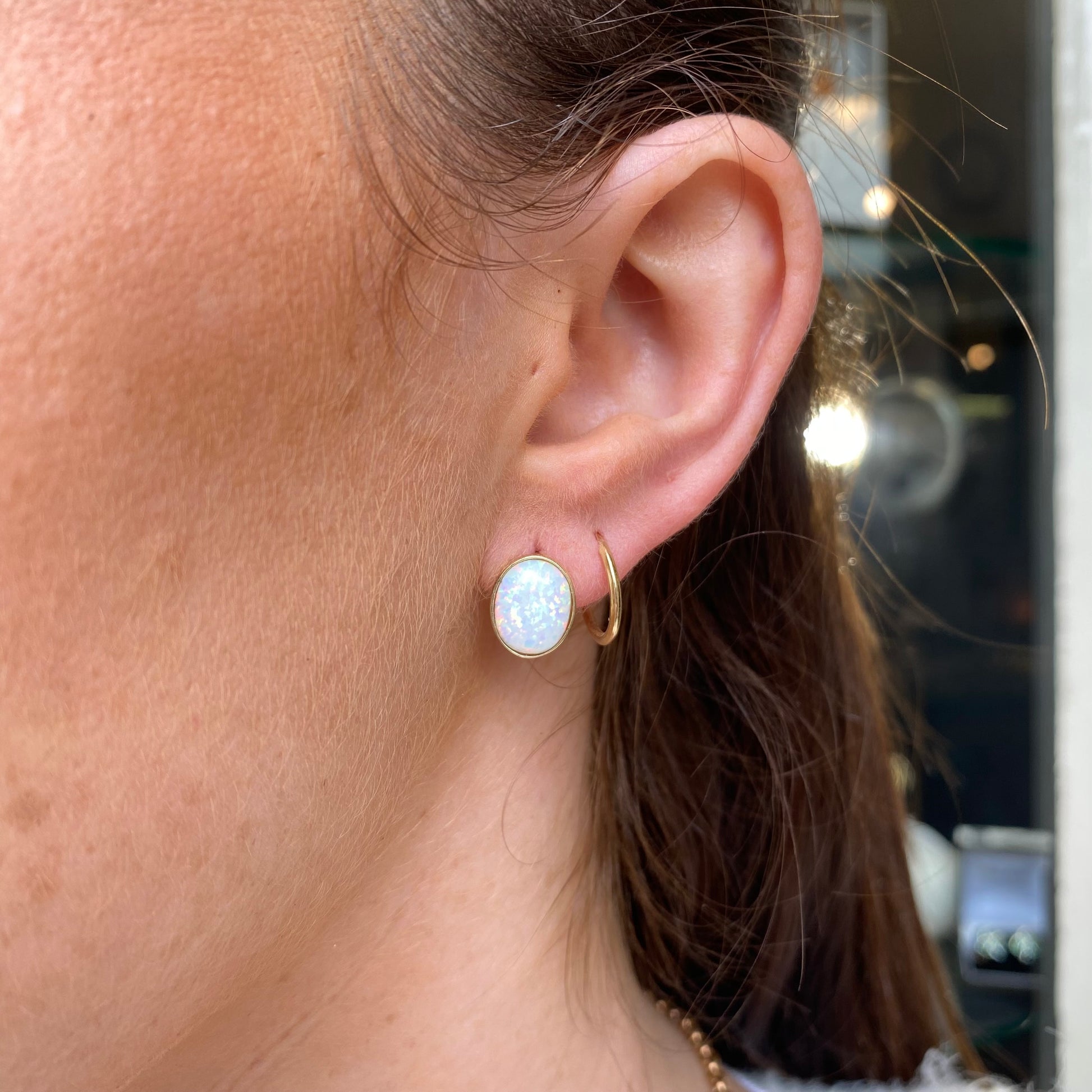 9ct Gold Oval Opalique Stud Earrings John Ross Jewellers