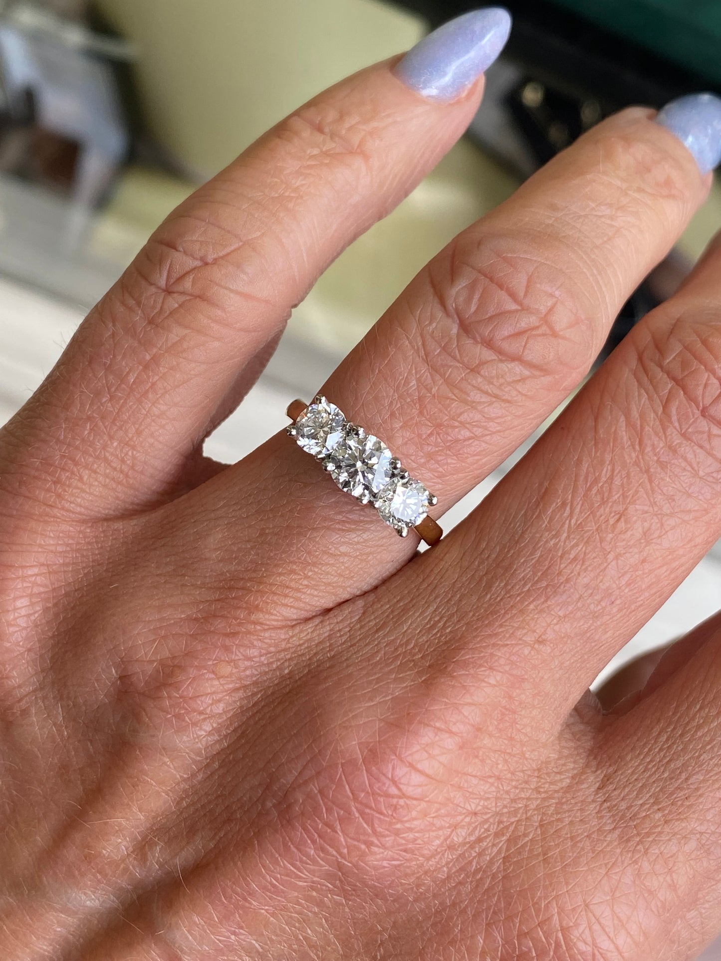 18ct Gold Trilogy Engagement Ring | Certificated Lab 1.75ct