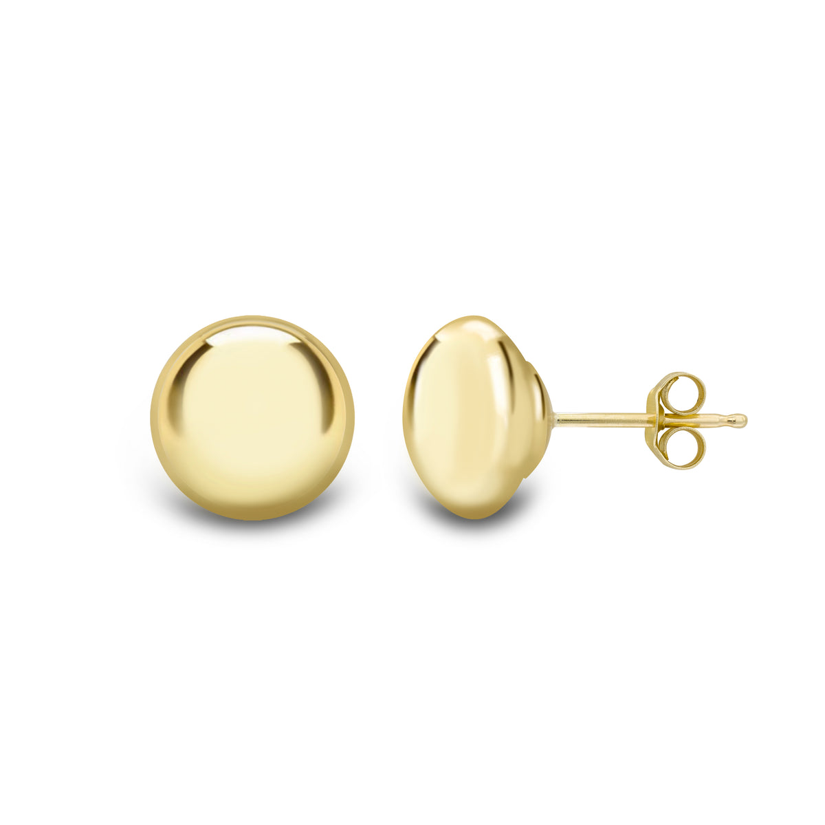 Stubbs 9ct gold 8mm button stud earrings with a polished round design