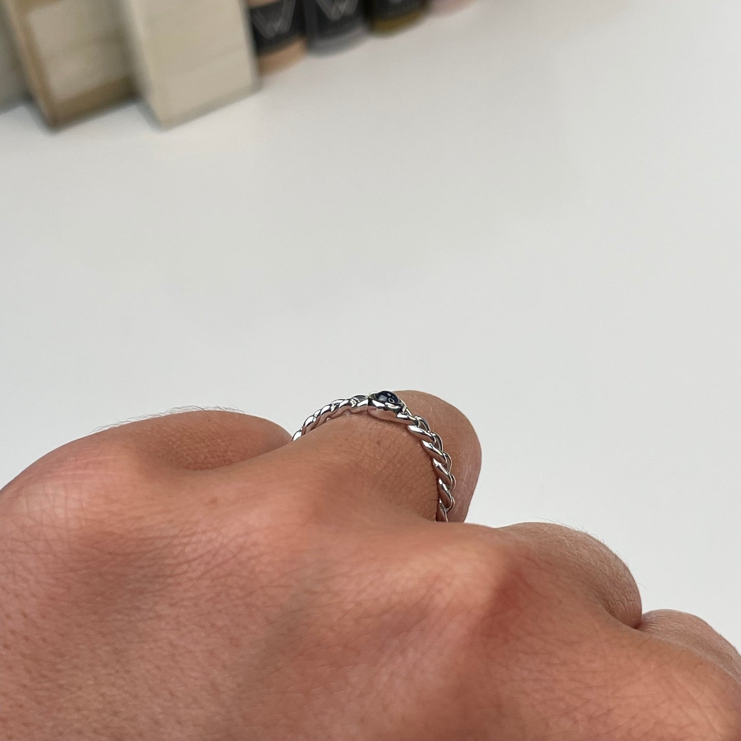 Silver Sapphire Chain Ring - John Ross Jewellers