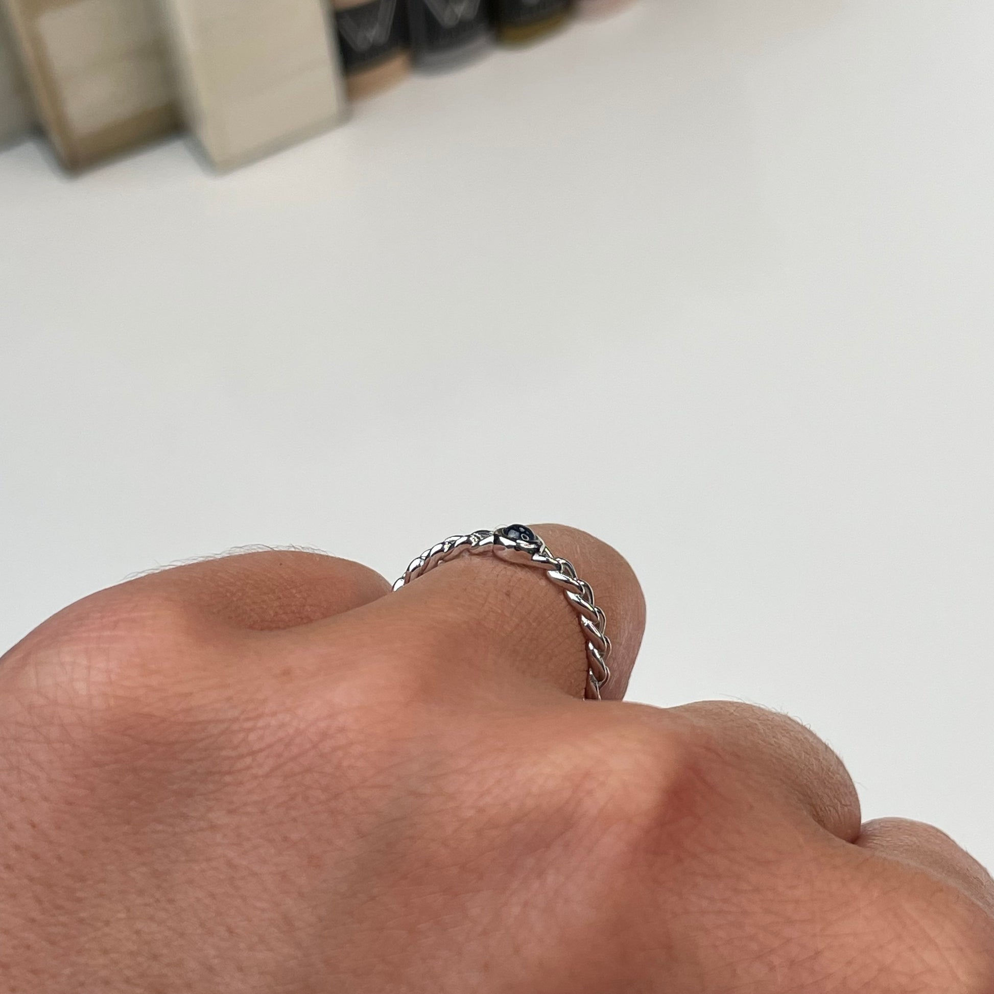 Silver Sapphire Chain Ring - John Ross Jewellers