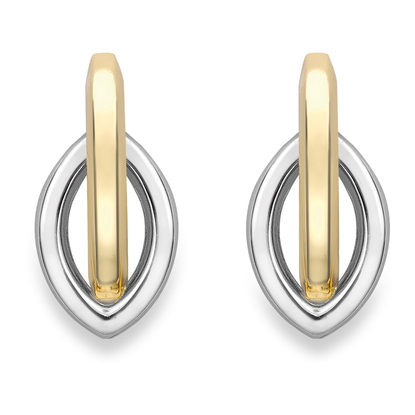 9ct Gold Two Tone Stud Earrings - John Ross Jewellers