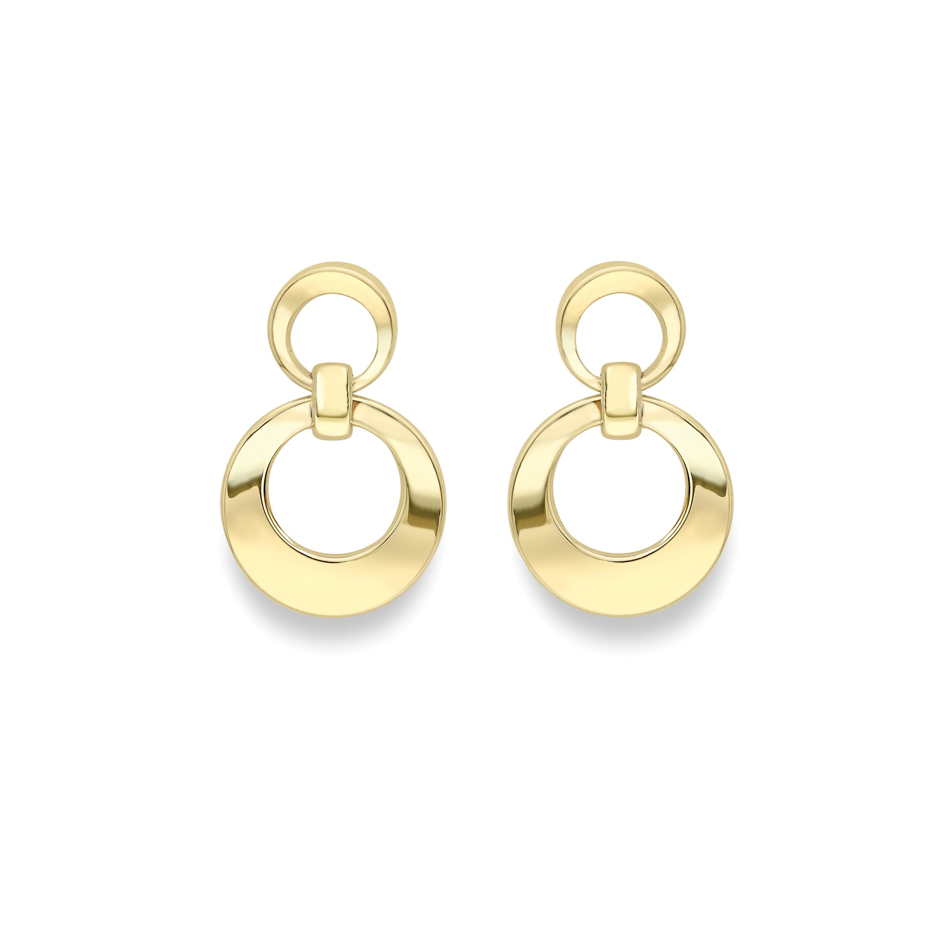 9ct Gold Two Ring Drop Earrings - John Ross Jewellers