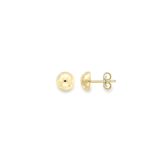 9ct Gold Faceted Dome Stud Earrings | 7mm - John Ross Jewellers