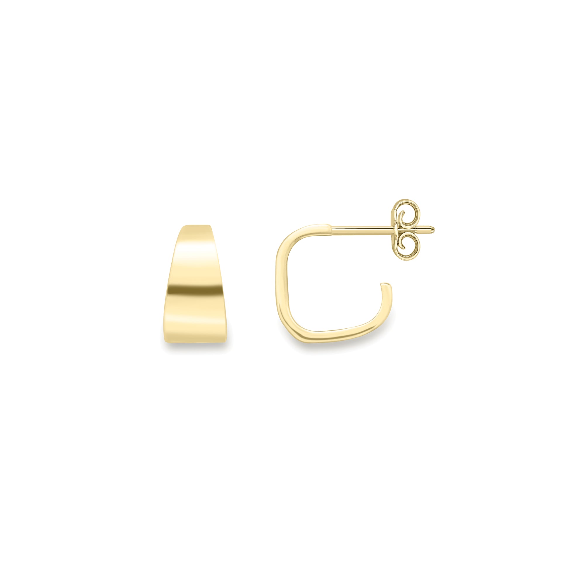 9ct Gold Square J Hoop Earrings - John Ross Jewellers