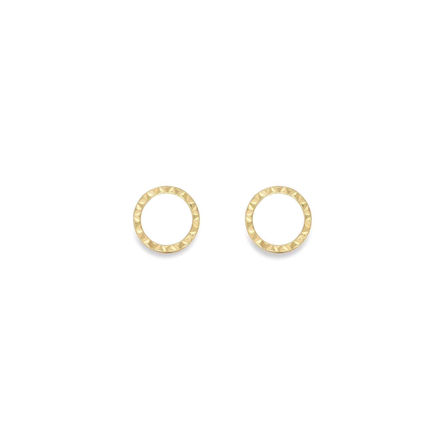 9ct Gold Glittery Circle Stud Earrings