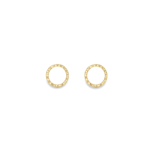 9ct Gold Glittery Circle Stud Earrings