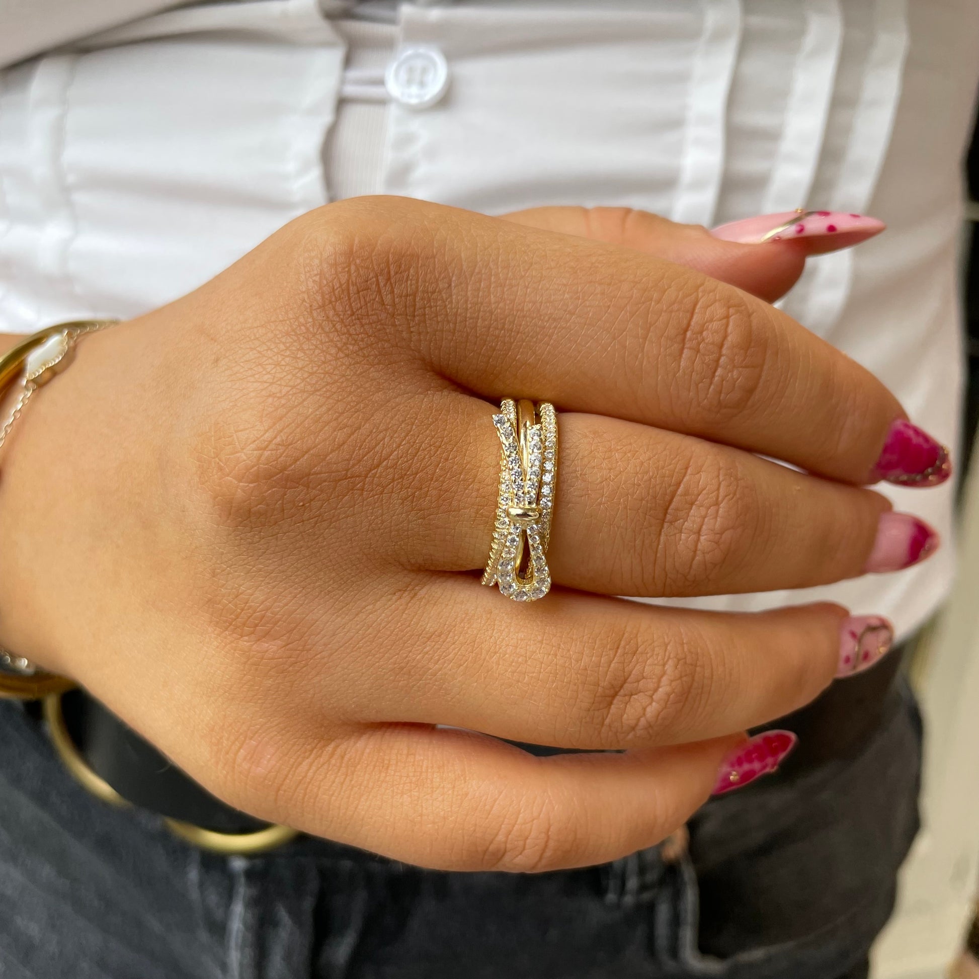 Sunshine CZ Bow Ring - John Ross Jewellers