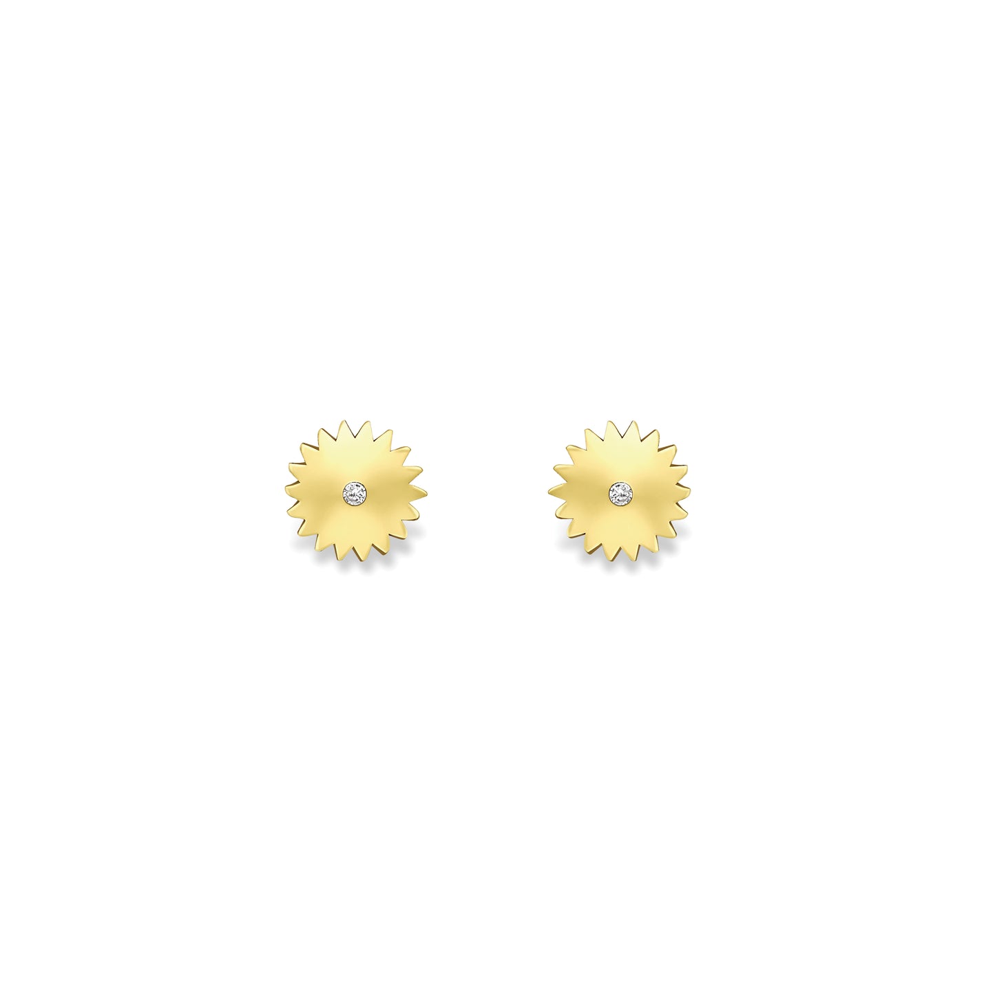 9ct Gold CZ Sun Stud Earrings