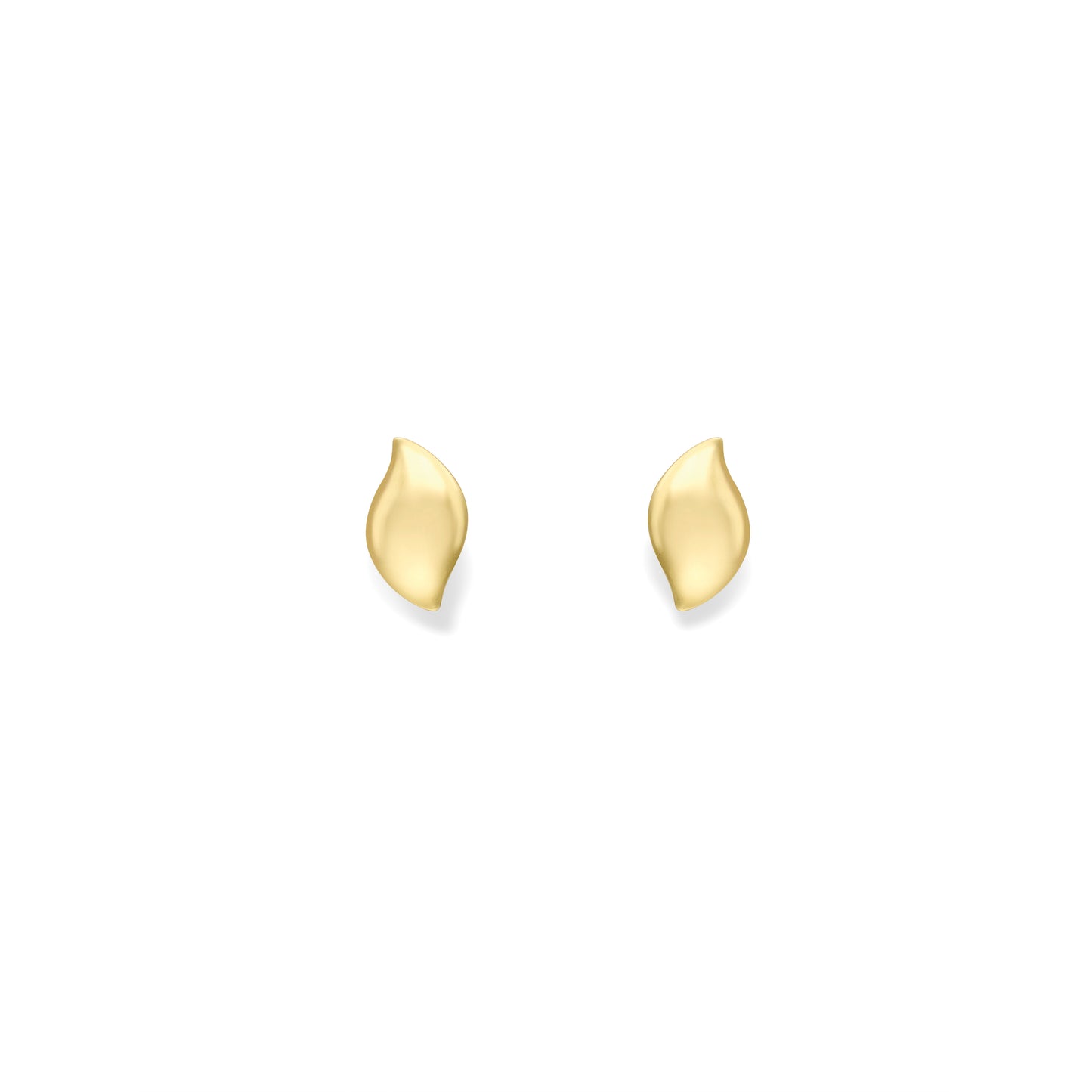 9ct Gold Bombé Leaf Stud Earrings - John Ross Jewellers