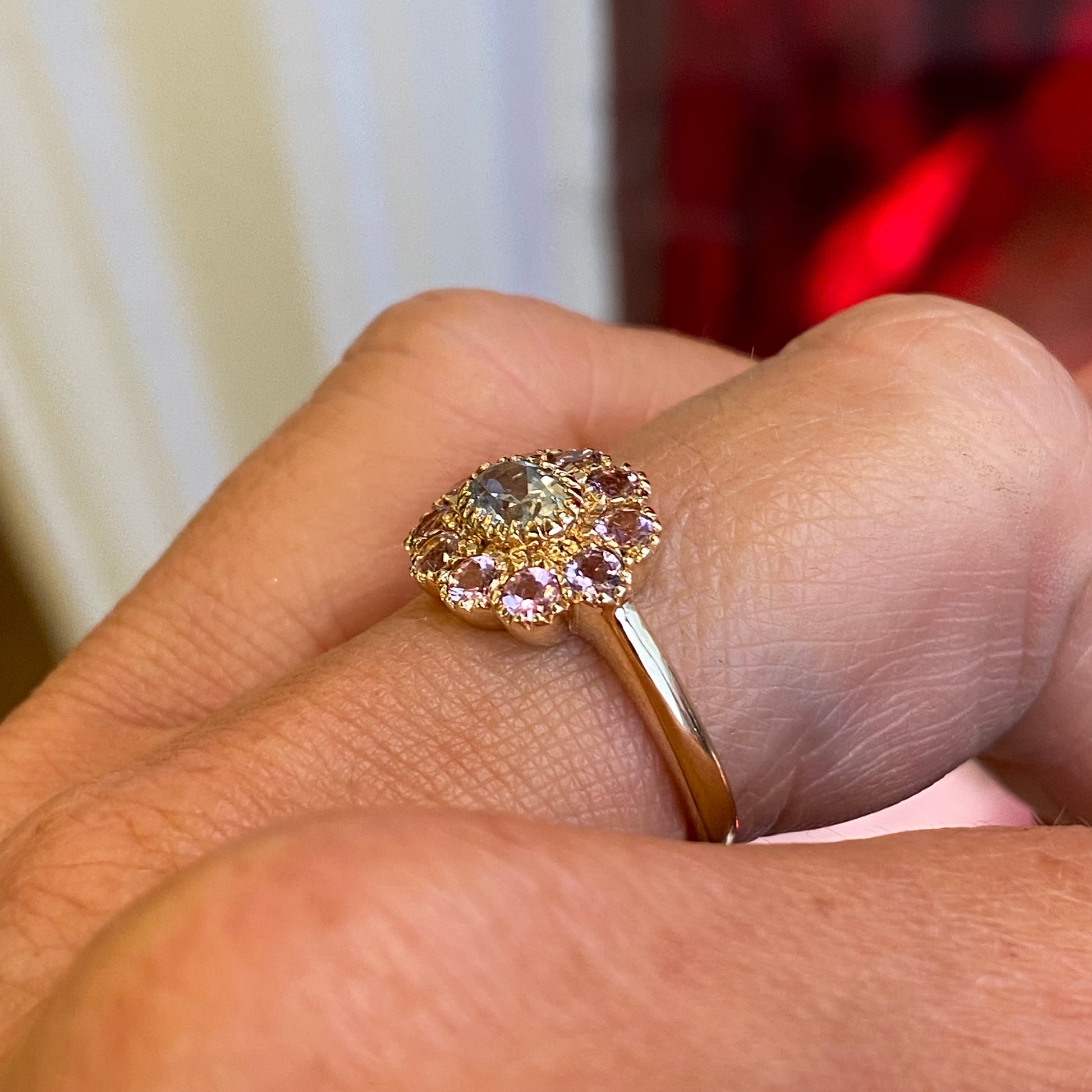 9ct Gold Aquamarine & Pink Tourmaline Ring - John Ross Jewellers