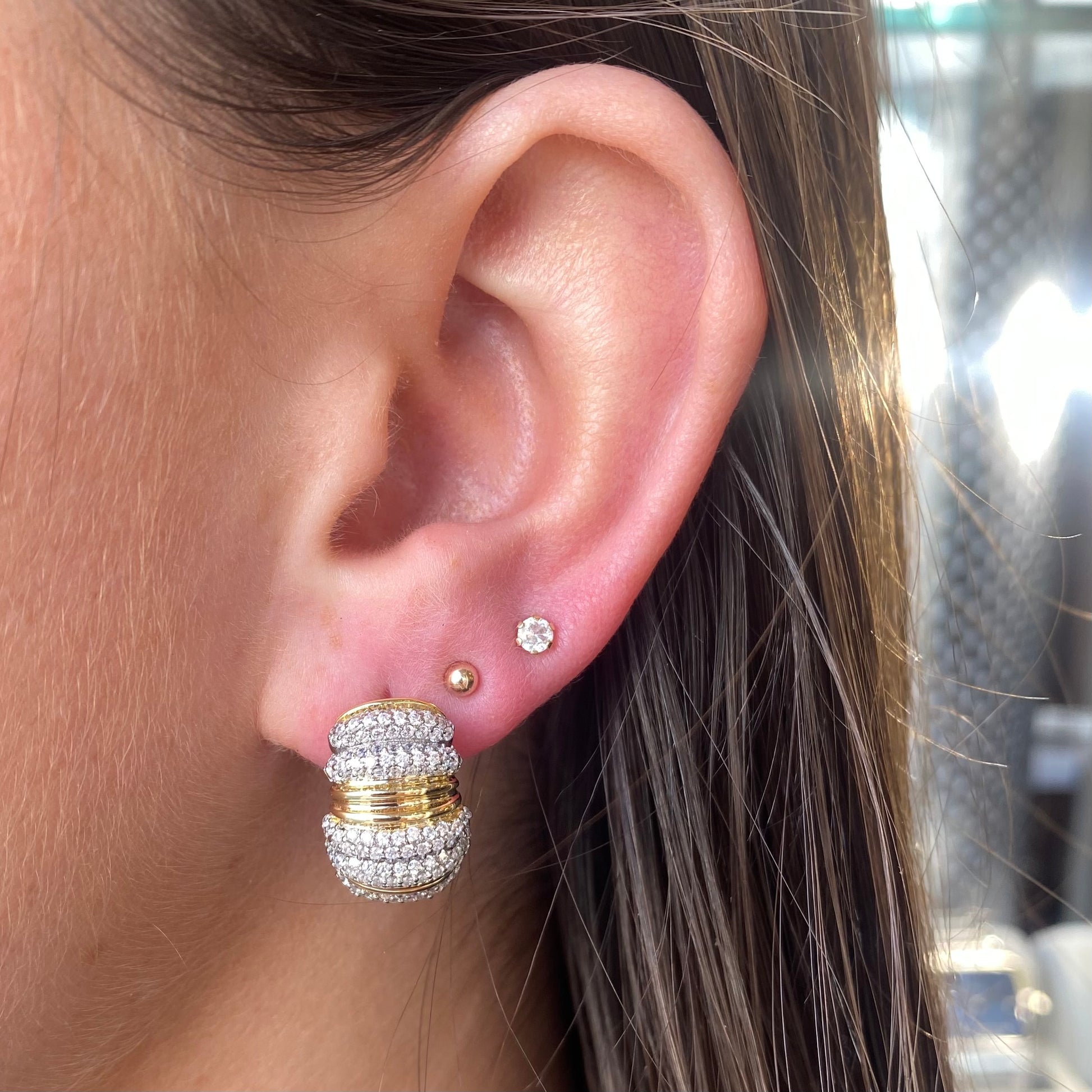 Sunshine CZ Trio Gadroon J Hoop Earrings - John Ross Jewellers