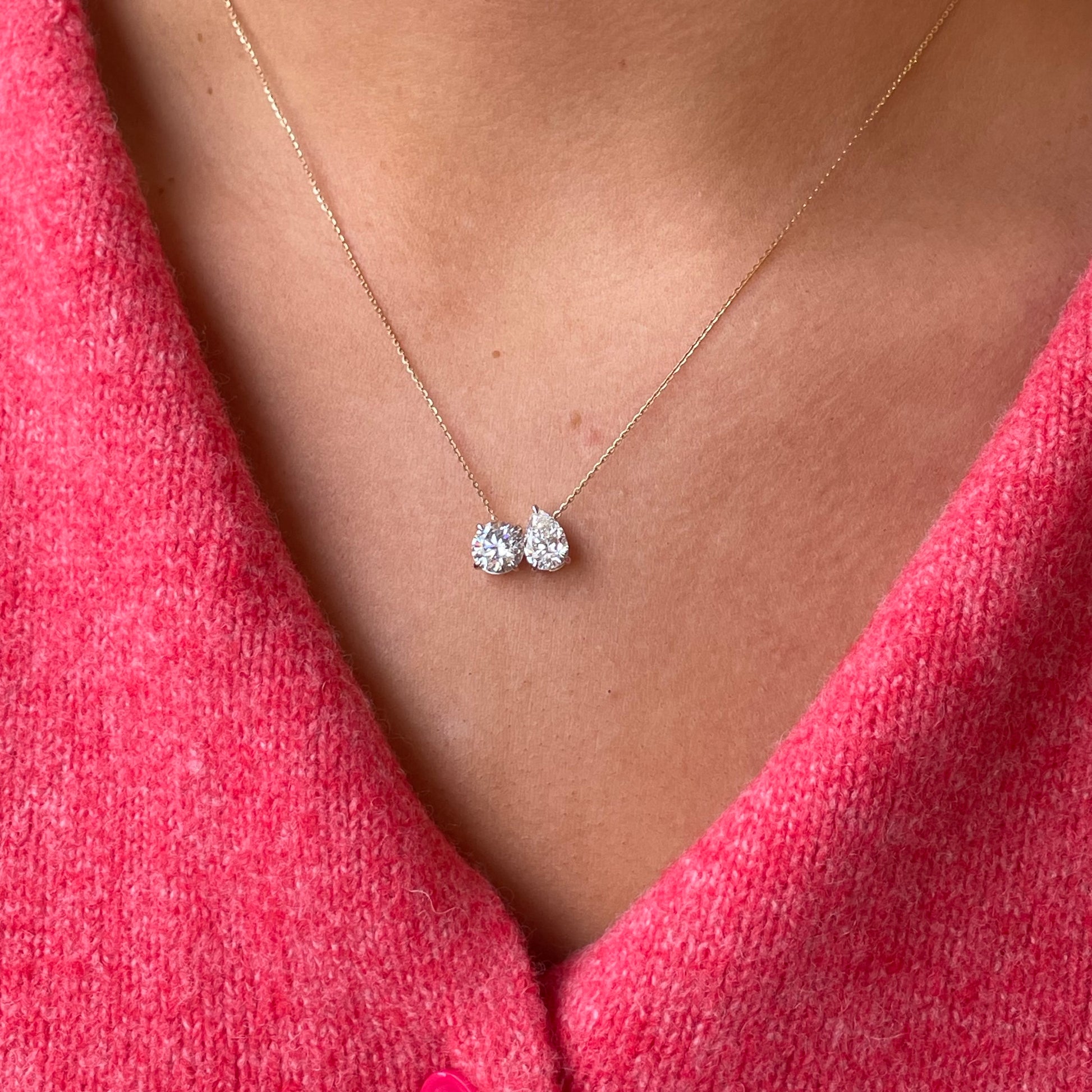 9ct Gold Lab Moi et Toi Necklace | 2.65ct - John Ross Jewellers