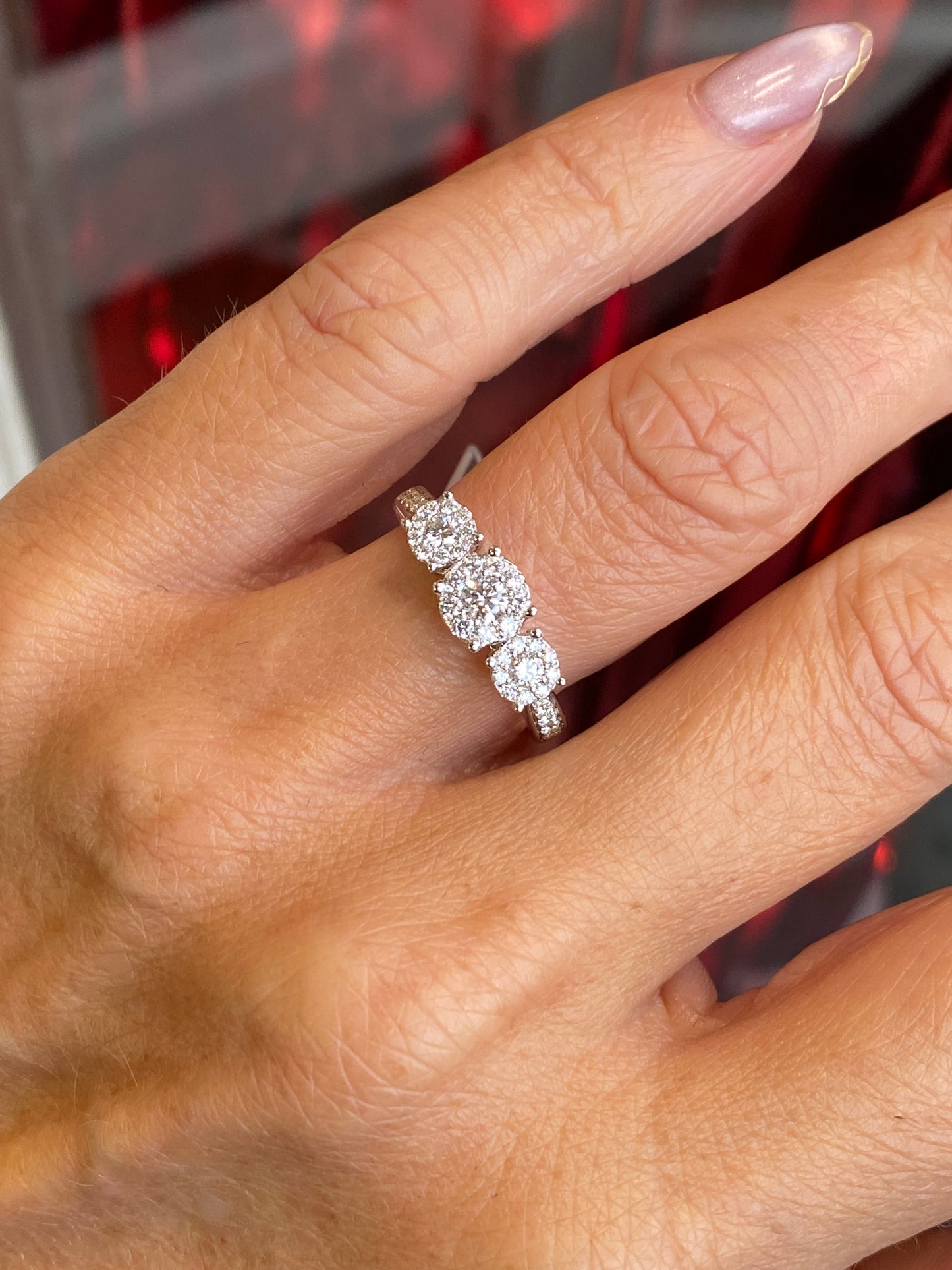 9ct Gold Trilogy Cluster Engagement Ring | 0.68ct