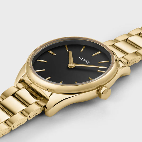 Gift Box Féroce Mini Watch Steel, Black & Chain Bracelet, Gold Colour