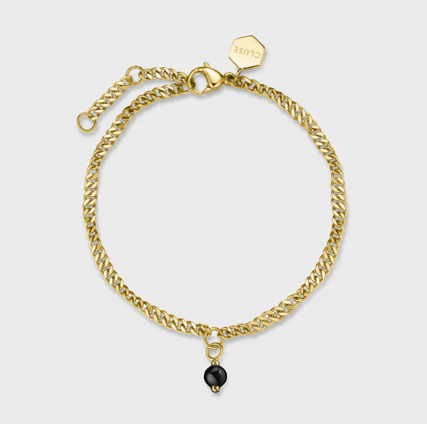 Gift Box Féroce Mini Watch Steel, Black & Chain Bracelet, Gold Colour