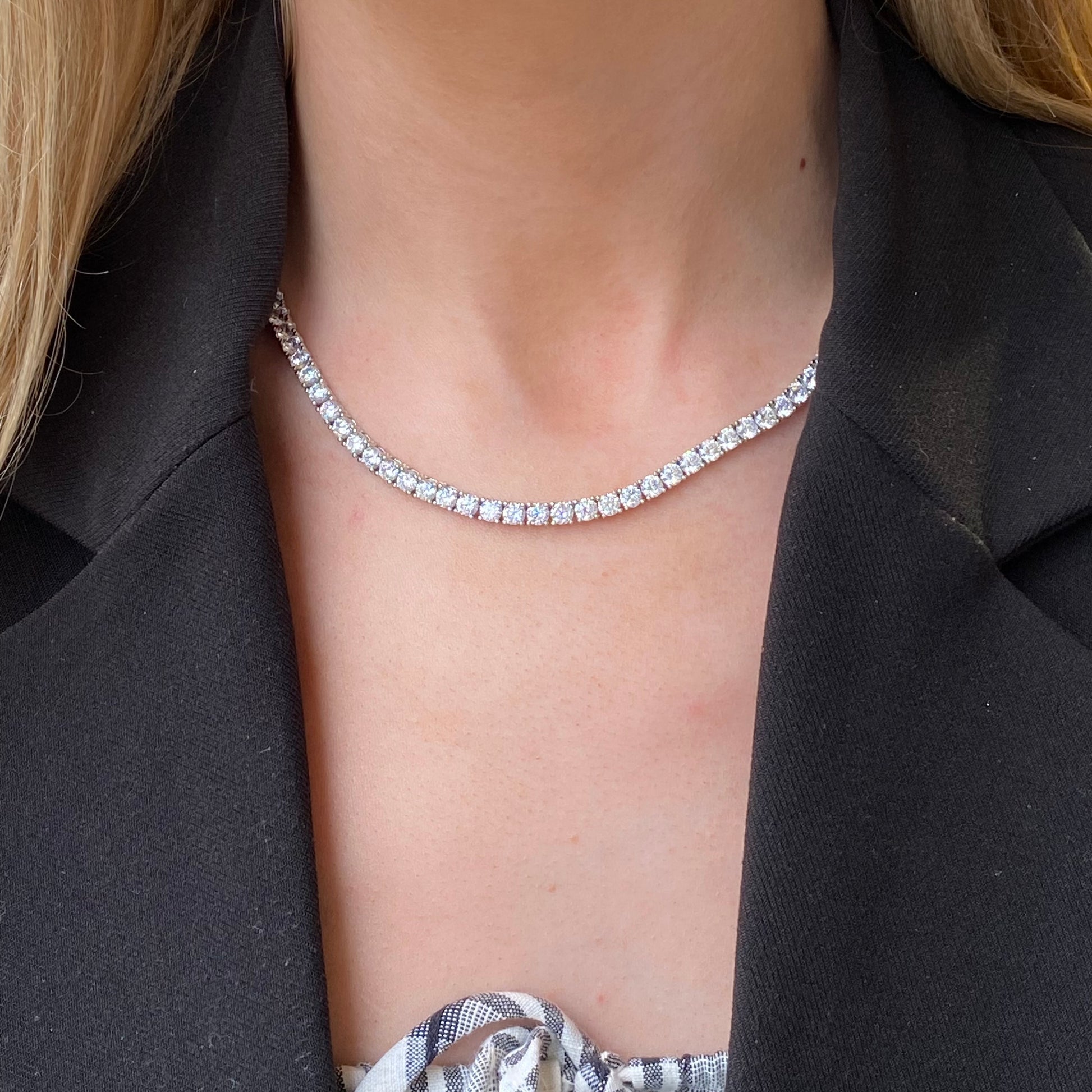 Silver 4mm CZ Tennis Necklace | 42cm - John Ross Jewellers