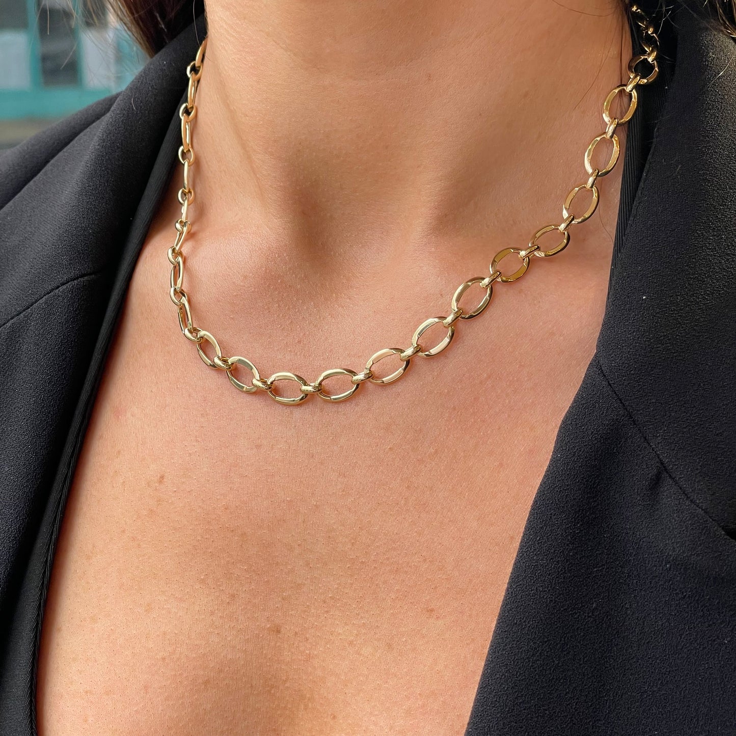 9ct Gold Oval Link Necklace - John Ross Jewellers